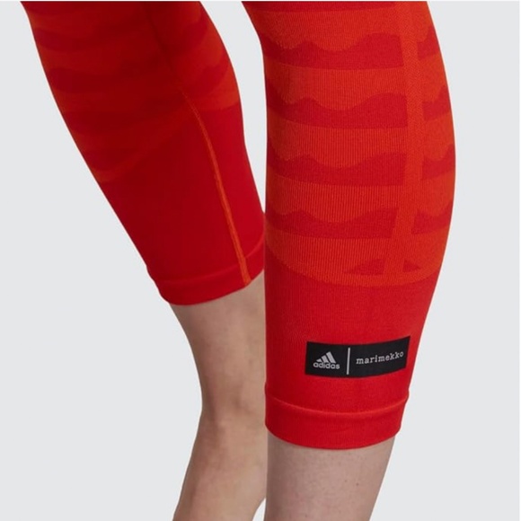 Adidas and Marimekko limited edition Aeroready orange high rise 7/8 leggings NWT - Picture 13 of 14